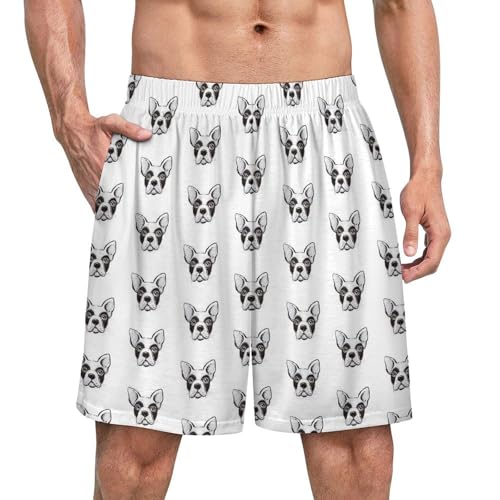 French Bulldog Men’s Pajama Shorts Soft Sleep Comfy Lounge Pant with Pockets