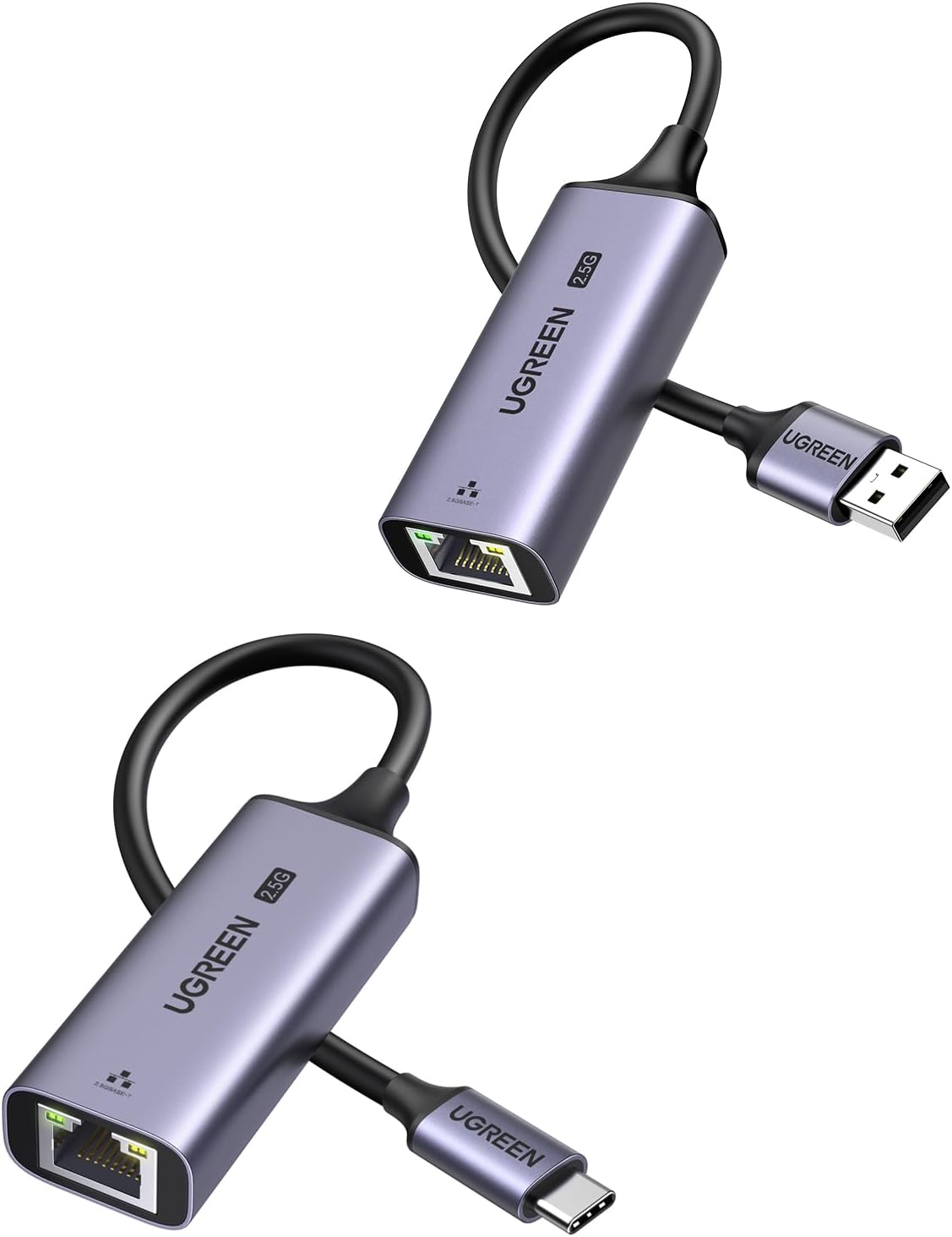 UGREEN USB C to Ethernet Adapter 2.5G for Laptop Aluminum Bundle With USB to Ethernet