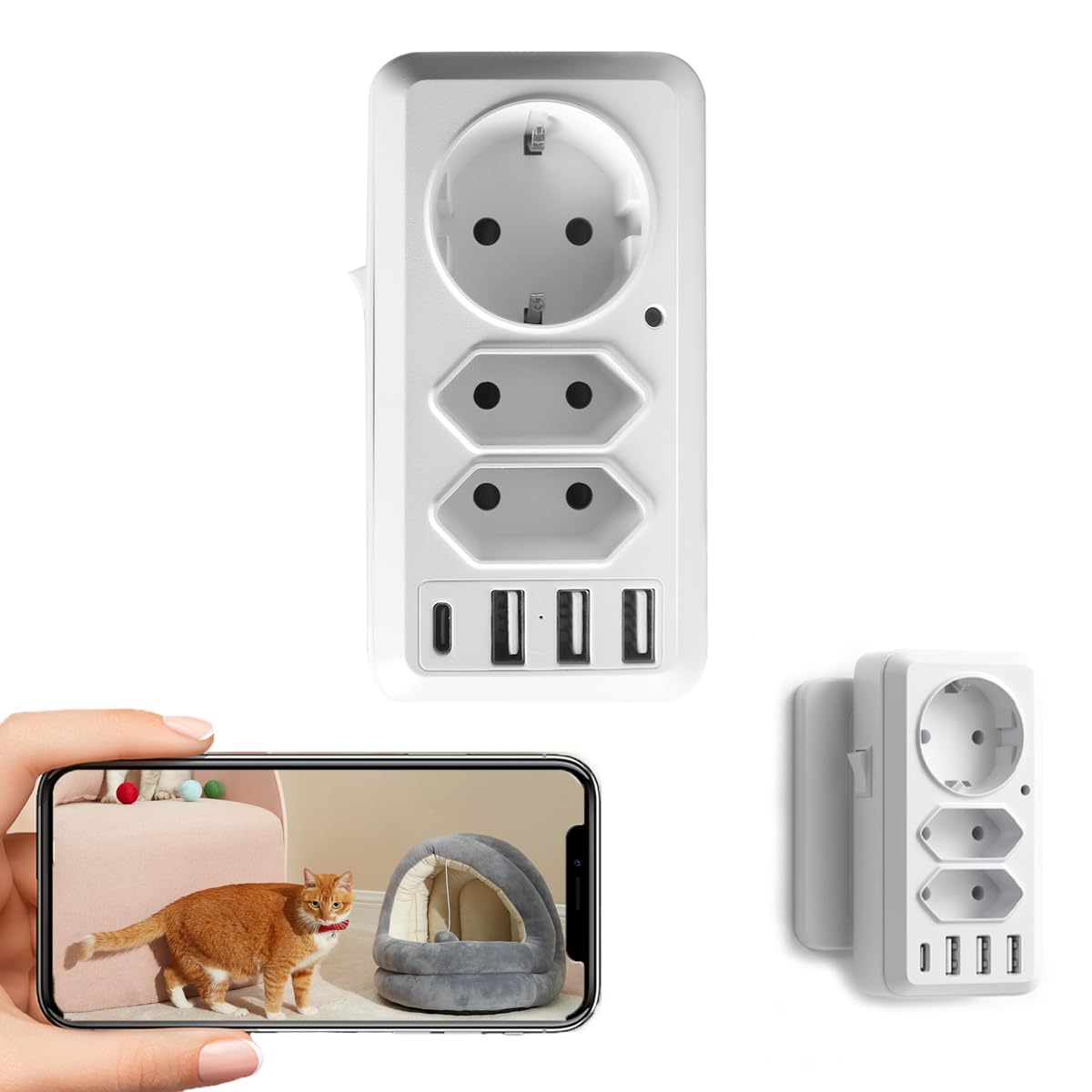 ULar 4K WiFi Prise Murale avec Ports USB Caméra Vue à Distance