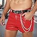 Mens Jeans Shorts Fashion Loose Casual Shorts Streetwear Cargos Lightweight Summer Short Vintage Jorts Red