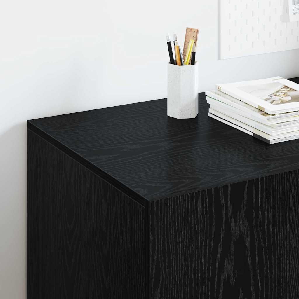 Schreibtisch mit Regal Schwarz Eichen-Optik 140 x 50 x 75 cm Holzwerkstoff mit Stauraum und Ablage für Homeoffice Arbeitszimmer PC Laptop Gaming ergonomisch platzsparend