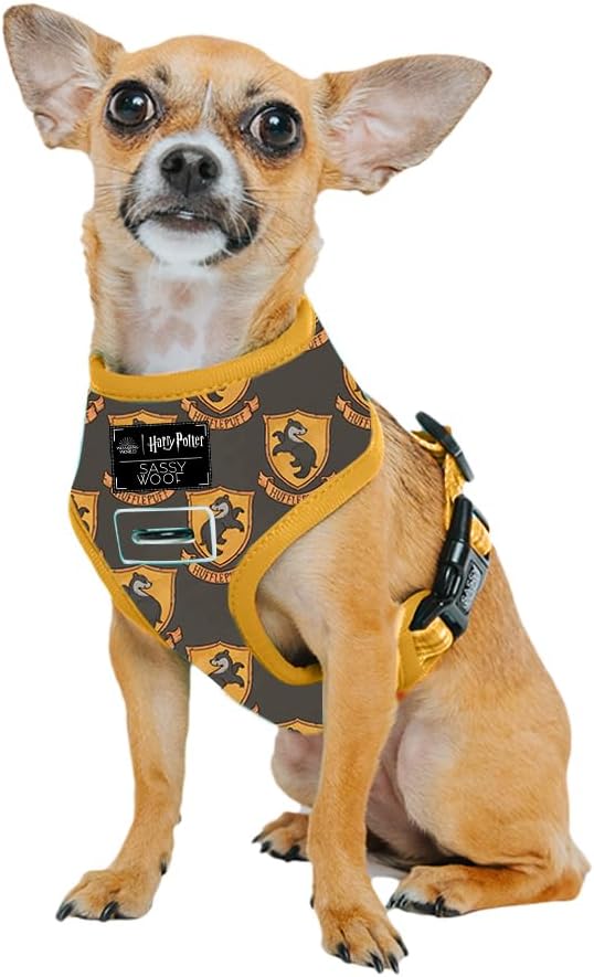 Dog Reversible Harness - Harry Potter™ Hufflepuff - XS, Breathable Mesh, No Pull Design with Two D-Rings, Patented Design, Perfect for Small Dogs and Puppies - Officially Licensed