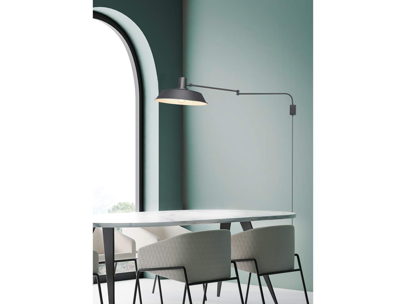 Wandleuchte schwenkbar mit Stecker und Schalter, max. Ausladung 150cm