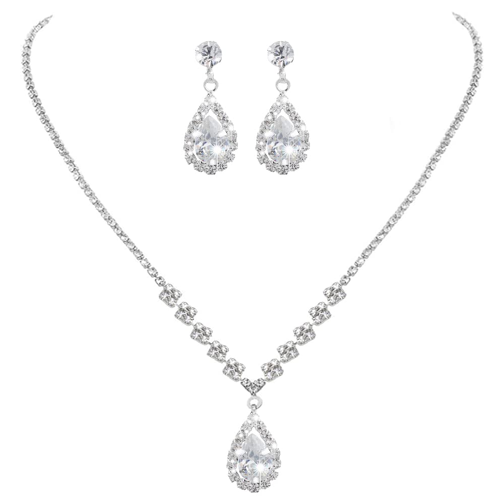SANNIDHI® Necklace Set for Women Girls Shining Jewellery Set With Earrings Crystal Wear Rhinestone Choker Necklace Costume Jewelry Anniversary (B09WTG1WTC) Amazon Price History, Amazon Price Tracker