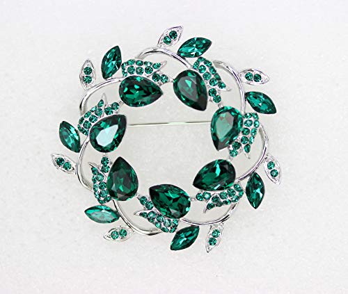 Image of Faship Gorgeous Rhinestone Crystal Floral Wreath Brooch Pin