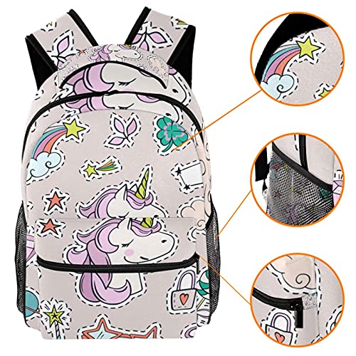 Sac à dos décontracté multicolore avec motif licornes et nuages - 3