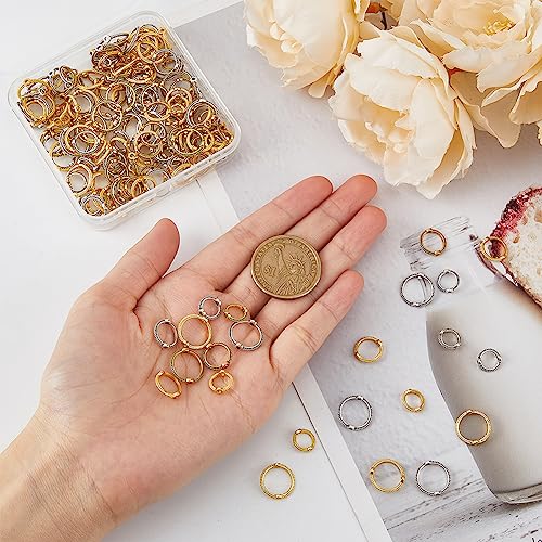 SUPERFINDINGS 180Pcs 9 Style Double Hole Bead Round Frames Alloy Circle Bead Frames 2 Hole Rings for Jewelry Making Round Bead Frame for Earring Bracelet Necklace Making - Image 3