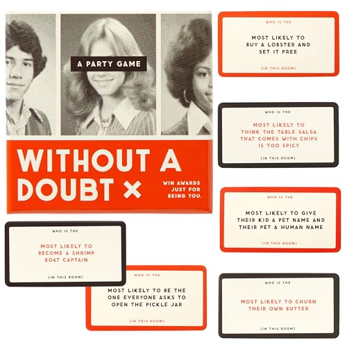 Brass Monkey Without A Doubt – Social Party Game with 200 Game Card Prompts to Nominate Players with Random Superlatives