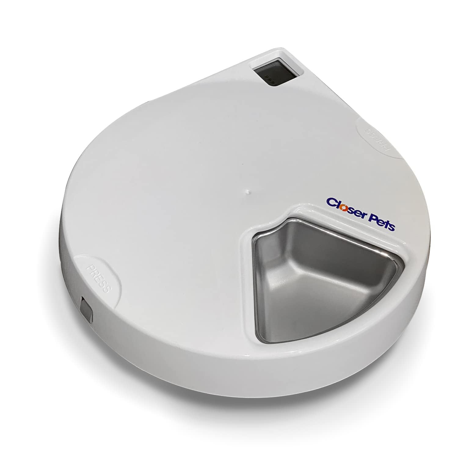 Closer Pets C500 5-Napf-Futterautomat mit Digitalem Timer – Für Katzen und Kleine Hunde, Nass- oder Trockenfutter, Inklusive Zwei Kühlakkus, 5 Mahlzeiten bis zu je 330 g, Weiß