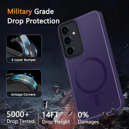 Image of SIZUKA Samsung A55 Magsafe Hard Back Case | Matte Design & 360 Protection | Military-Grade Samsung A55 Cover | Strong Magnet Back - Purple
