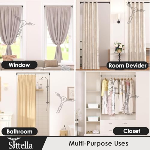 Image of SITTELLA (85Cm To 140Cm) Extendable Shower Curtain Tension Rod Non-Drilling Anti-Skid Spring Pull Rod - (Stainless Steel, Grey, 1 Piece)