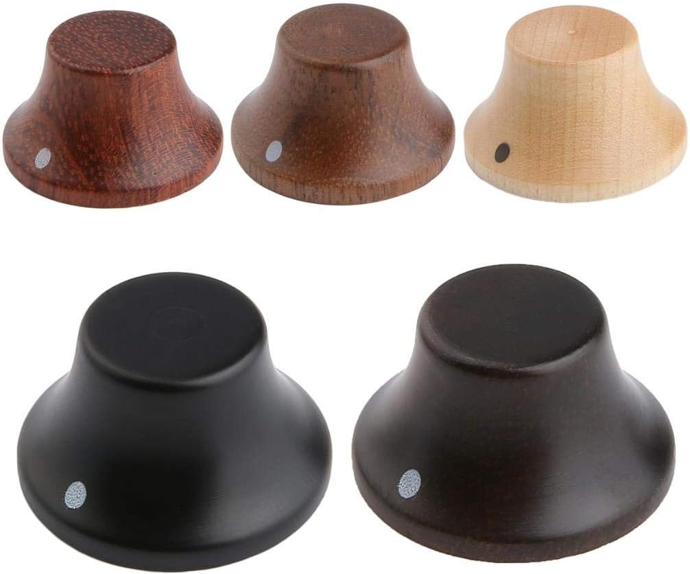 KAISH 4-Pack Wood Knobs LP/Strat Style Bell Knobs Guitar Bass Top Hat Wood Knob with Indicator Dot Walnut Wood