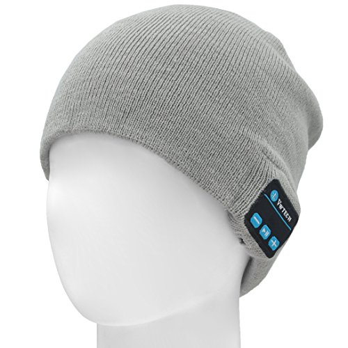 FULLLIGHT TECH Bluetooth Beanie Hat with Stereo Speakers & Microphone Wireless Knitted Music Cap Headphones Headset for Outdoor Sports Skiing Camping Hiking (Gray)