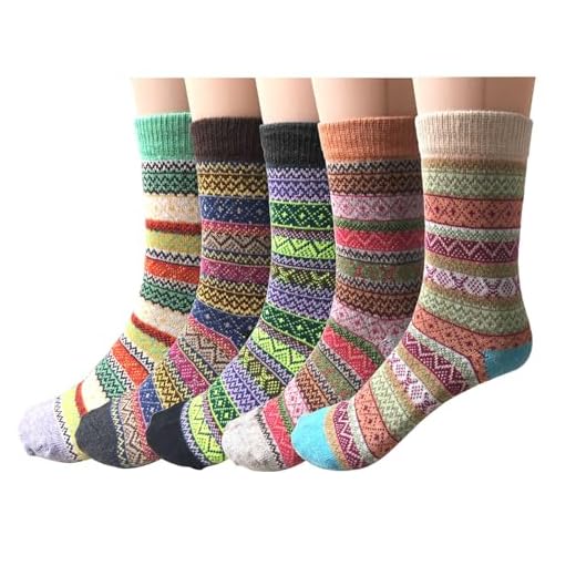 YSense Chaussettes Femme Hiver Chaudes en Laine Coton Fantaisies 5paires, Multicolore(Mix 1), Taille Unique