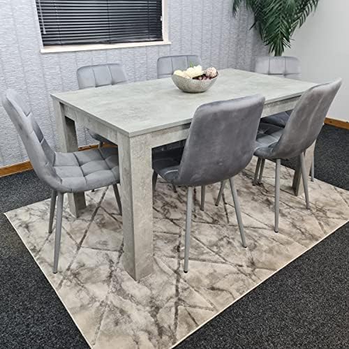 KOSY KOALA Dining Table Set Of 4 Kitchen Dining Table and 4 Grey Tufted ...