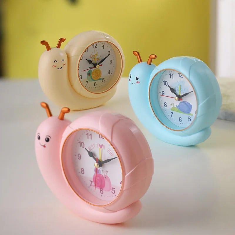 JMK Crafts Kids Desk Alarm Clock – Cute Snail Theme | Silent Non-Ticking Bedside Table Clock for Boys & Girls | Cartoon Decorative Clock for Bedroom, Study Desk & Shelf (Random Color) 2