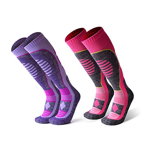 2 pairs Athlete High Performance Unisex Knee Length Ski Socks For Men and Women, Winter Performance Socks?Snowboard socks