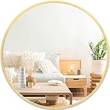 Fabuday Gold Circle Mirror for Bathroom - Small 18 Inch Round Mirror for Wall Decor with Golden Matte Frame, Living Room, Bedroom, Entryway Circular Mirrors