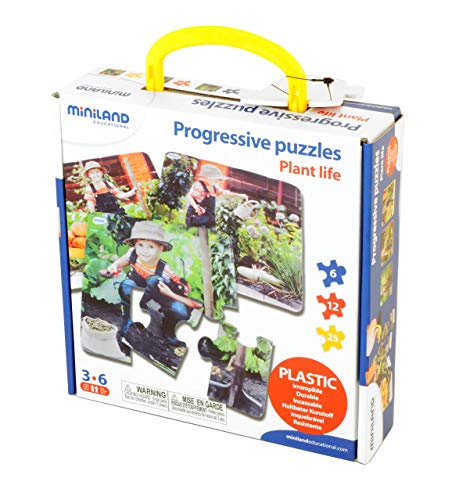 Miniland Set 3 Puzzles progr: Plantas que estimula la motricidad evolutiva