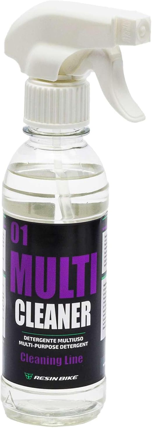 MULTICLEANER Resin Bike Detergente Multiuso per Moto e Auto, sgrassante per carene, cupolini, caschi e cruscotti, pulizia rapida senza aloni, flacone 250 ml