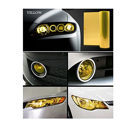 Image of 1797 Yellow Light Tint Film for Car Headlight Fog Tail Lights Tinted Vinyl Wrap Accessories Self Adhesive 48 inch x12 inch 2 pcs