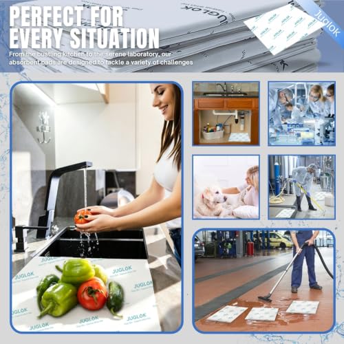 Image of 15 Pcs Water Absorbent Mats - 13.8 inch x 15.8 inch Reusable Water Absorbing Pads for Home, Kitchen, Garage, and Basement - Hand-Wringable Quick-Dry Water Absorbers (1 Pack, 15 PCS)