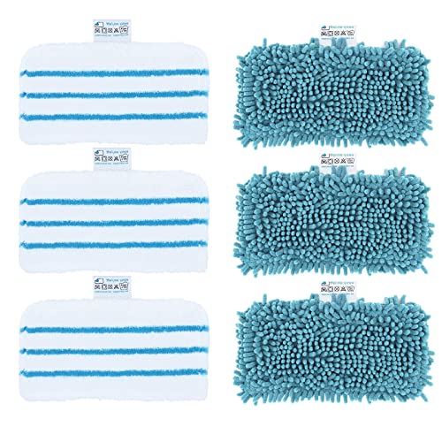 Ruucy Lot de 6 Lingettes Compatibles pour Balais Vapeur - Alternative à FSMP20, FSM1630, FSM1321, FSM1605, FSM1616, FSMH13E5, FSMH13151SM, Microfibres Rectangulaires