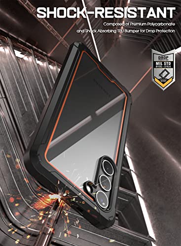 Image of Poetic Guardian Case for S23 5G 6.2 inch (2023) [20 FT Mil-Grade Drop Tested], Built-in Screen Protector Work with Fingerprint ID, Full Body Rugged Shockproof Cover Case, Orange /Clear