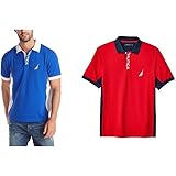 Nautica Men's Short Sleeve Color Block Performance Pique Polo Shirt