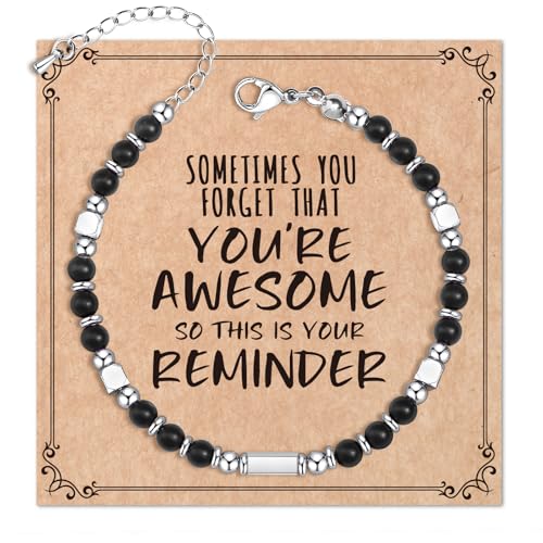 Image of Desimtion Healing Natural Stone Bracelets for Women Girls, Sometimes You Forget You're Awesome -Christmas Gifts for Women Teen Girls, Best Friend Birthday Gifts for Women Friendship Bracelets