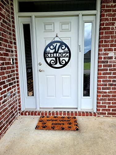 Split Letter Monogram Initial Last Name Sign, Customized Metal Acm Front Door Decor, 24 Inch, Pk Decor, Personalized Established Wedding Gift, Quick (24") #TOP5