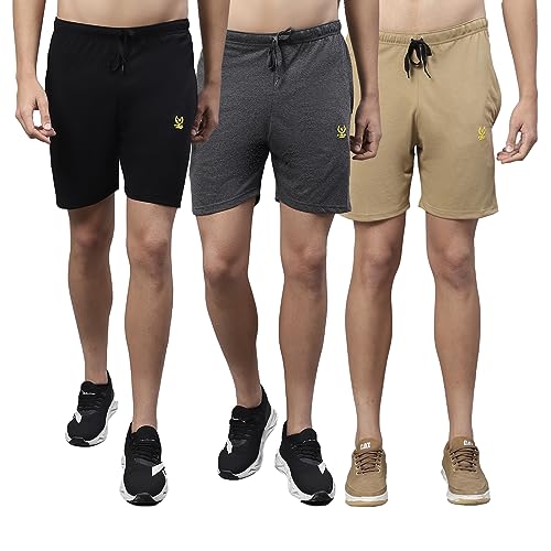 Image of Mack JONNEY Regular fit Cotton Shorts for Men (Pack of 3)-D11 BLK ANT MUD 03-S