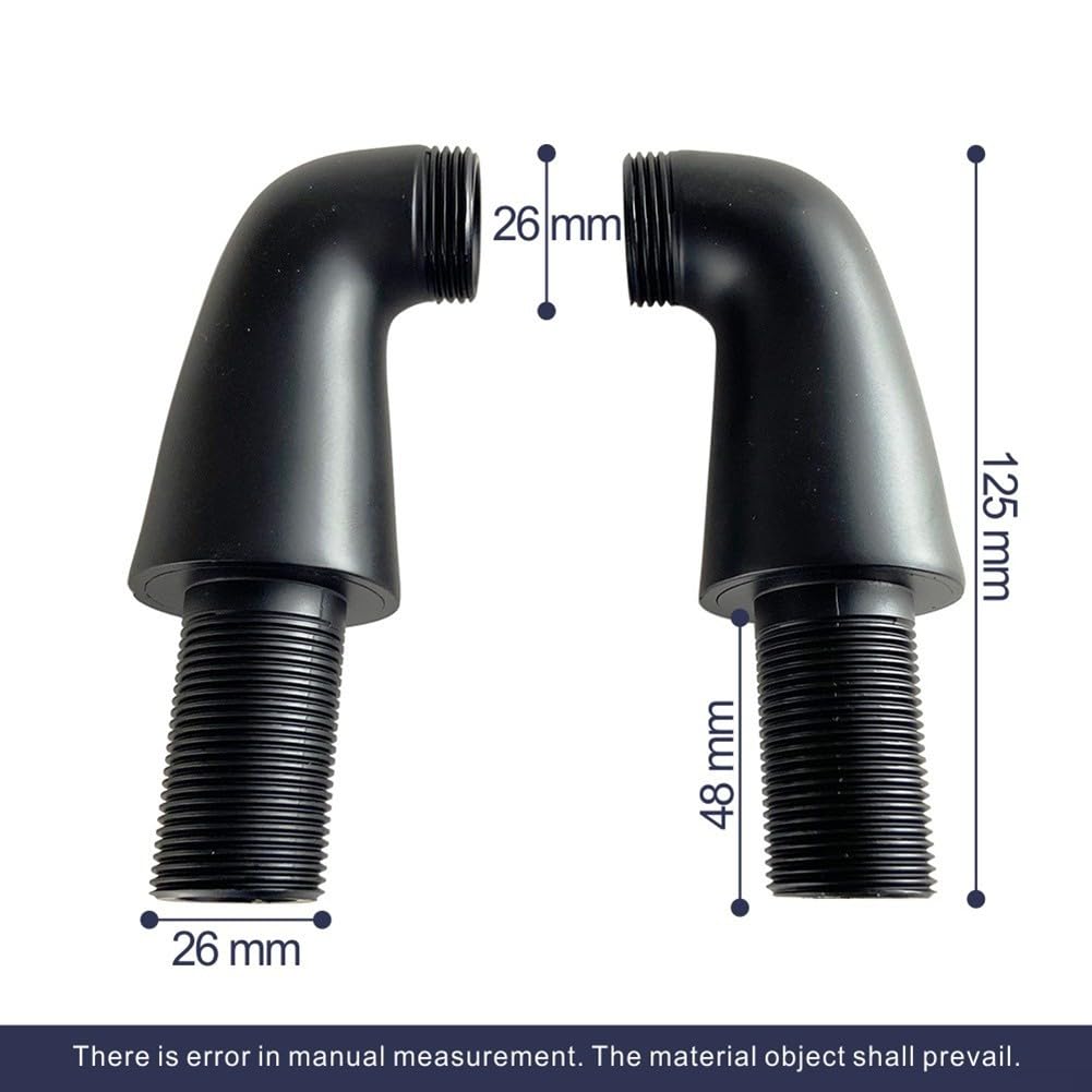 Gdfnmogo Pieds de mitigeur de douche montés sur le pont noir mat pour robinets de baignoire muraux, adaptateur d'extension en laiton massif avec filetage G3/4, convertir
