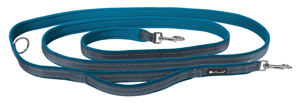 Petlando Hundeleine Outdoor mit Sicherheitsgriff, Petrol, 300x3cm | Für große Hunde, 3-fach verstellbare Führleine, reflektierend, weiche Mesh-Polsterung, starke Karabiner, Umhängeleine