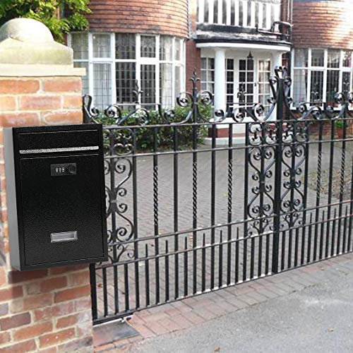 Kyodoled Locking Wall Mount Mailbox,Mail Boxes Outdoor With Combination Lock，Security Key Drop Box,12.4Hx 8.54Lx 3.35W Inches,Black Large #TOP6