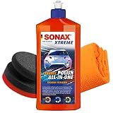 detailmate Politur Bundle - SONAX Ceramic Polish All-in-One 0,5L + Garage Freaks Handpolierschwamm + detailmate Mikrofasertuch 550GSM - Auto Handpolitur Set