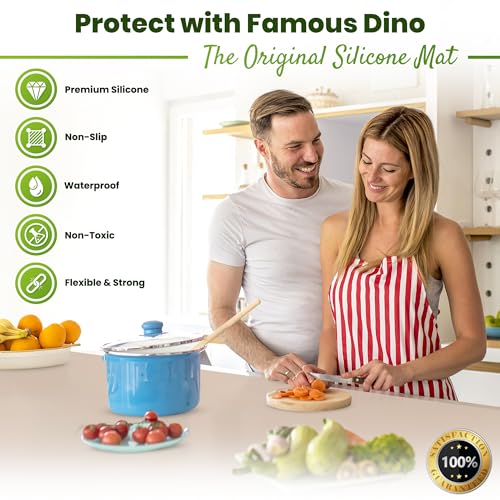 Image of Large Silicone Mat 28 inch x 20 inch Multipurpose Mat Thick Heat Resistant, Kitchen Counter Mat Waterproof - Coffee Machine, Glass Top Stove Cover Countertop Protector for Air Fryer, Baking mat (Beige)