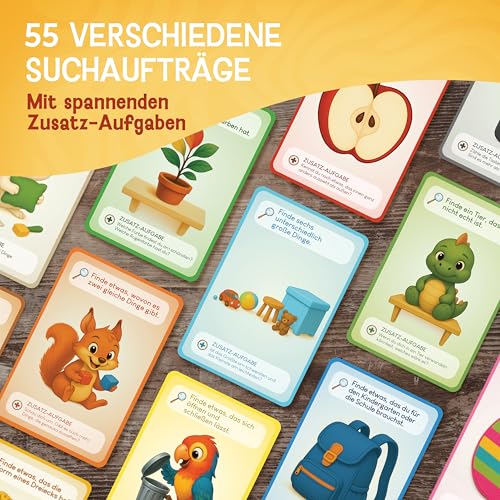 LIKARTO Entdeckerkarten Kinder Indoor - 55 Spielkarten Suchspiel & Zuhause entdecken - Spiel ab 4 Jahren - Lern- & Indoorspiel - Geschenk für Mädchen & Jungen – Bild 7
