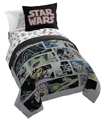 Star Wars Twin Comforter Set 5 Piece Soft Bedding for Boys Multi