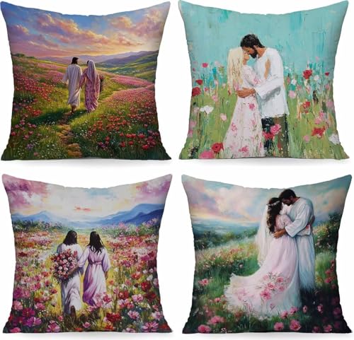 Cojines Sofa Rosa Fundas Cojines 65 x 65 cm Juego De 4, Mujer Funda Cojin Exterior Impermeable Lino Cuadradas Cushion Covers Accesorios de Oficina para Exterior Jardin Balcón Room Decor PjY4411 O-T