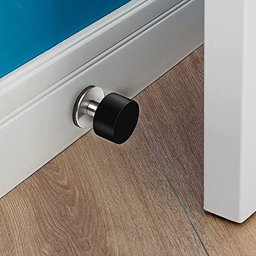 Butée de porte adhésive en acier inoxydable et caoutchouc pour sol et mur Pack de 2 - 4