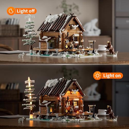 Funwhole Hunting-Cabin Lighting Building-Bricks Set - Retro Hunting Cabin LED Light Construction Building Model Set 2036 Pcs for Adults and Teen - Image 3