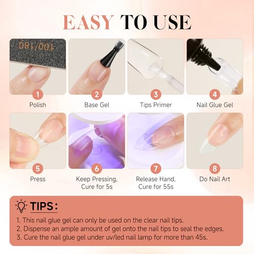 Image of UNA GELLA Gel Nail Glue, Solid Nails Gl ue Gel 40g Lamp Curing Needed Soak Off G LUE Strong Nail G LUE G el for Acrylic Fake Nails Tips Extension Press On Nails for Gelly Tips