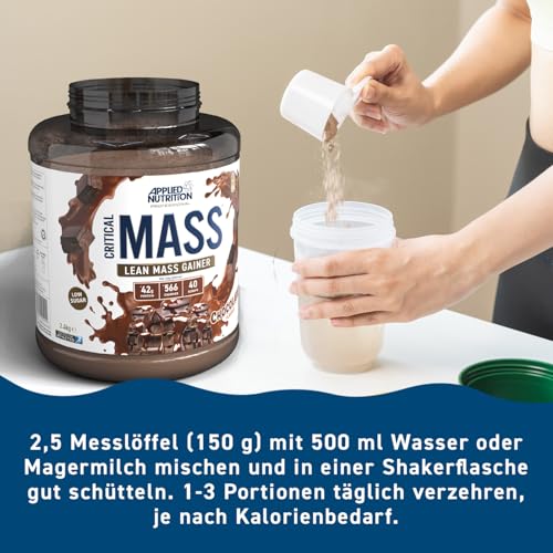 Applied Nutrition Mass Gainer Critical Mass Professional – Protein Pulver für die Gewichtszunahme, Hochkalorischer Weight Gainer, Reine Muskelmasse (2.4kg (Pack of 1), White Chocolate & Raspberry)