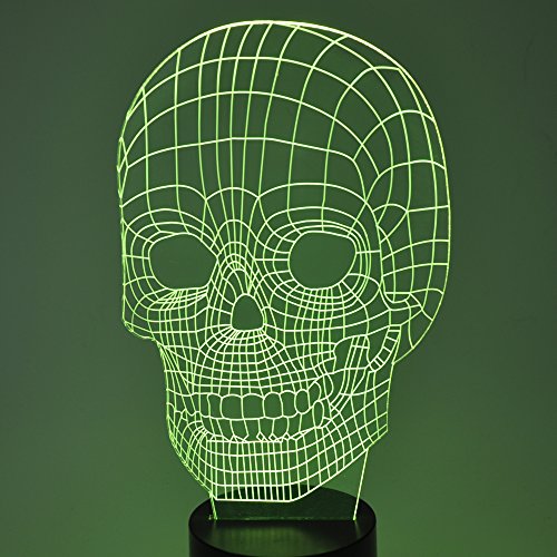 Optical Illusion 3D Skull Night Light Lamp,7 Colors Gradual Changing Glow Lighting Nightlight Room Decor Table Desk Lamps #TOP3