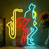 Alkkign Jazz Live Neon Sign for Wall Decor Music Neon Light Saxophone Led Neon Sign Musical Instrument Led...