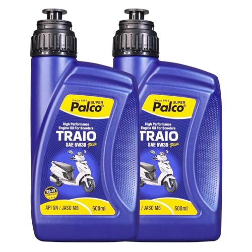 Image of PALCO Traio Plus 5W30 Engine Oil for Gearless Scooty 600 ml (Pack of 2) Multigrade Synthetic Technology 4 Stroke Engine Oil for Bike - API: SN JASO MB Certified