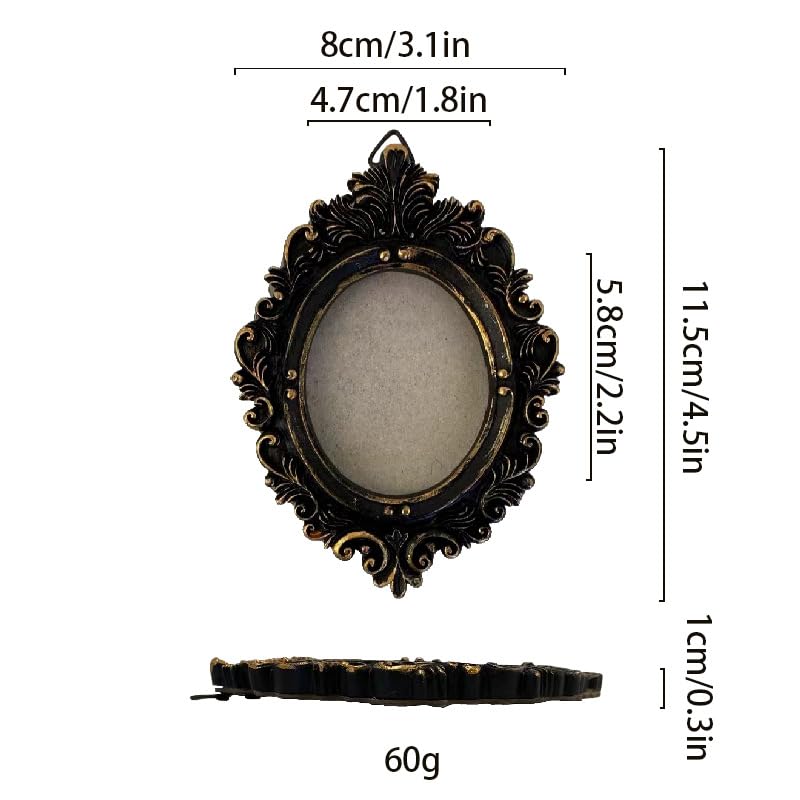 Image of Vintage Decorative Mini Picture Frames Set, Black with Gold Accents, 3 Pack Antique Style Resin Photo Frames for Wall Display, DIY Jewelry, Photography (Black gold)