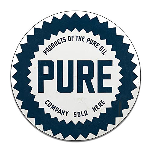 Brotherhood Pure Products Pure Oil Sold Here Gasoline Motor Oil Petroleum Products Reproduction Car Company Garage Signs Metal Vintage Style Decor Metal Tin Aluminum Round Sign Home Decor
