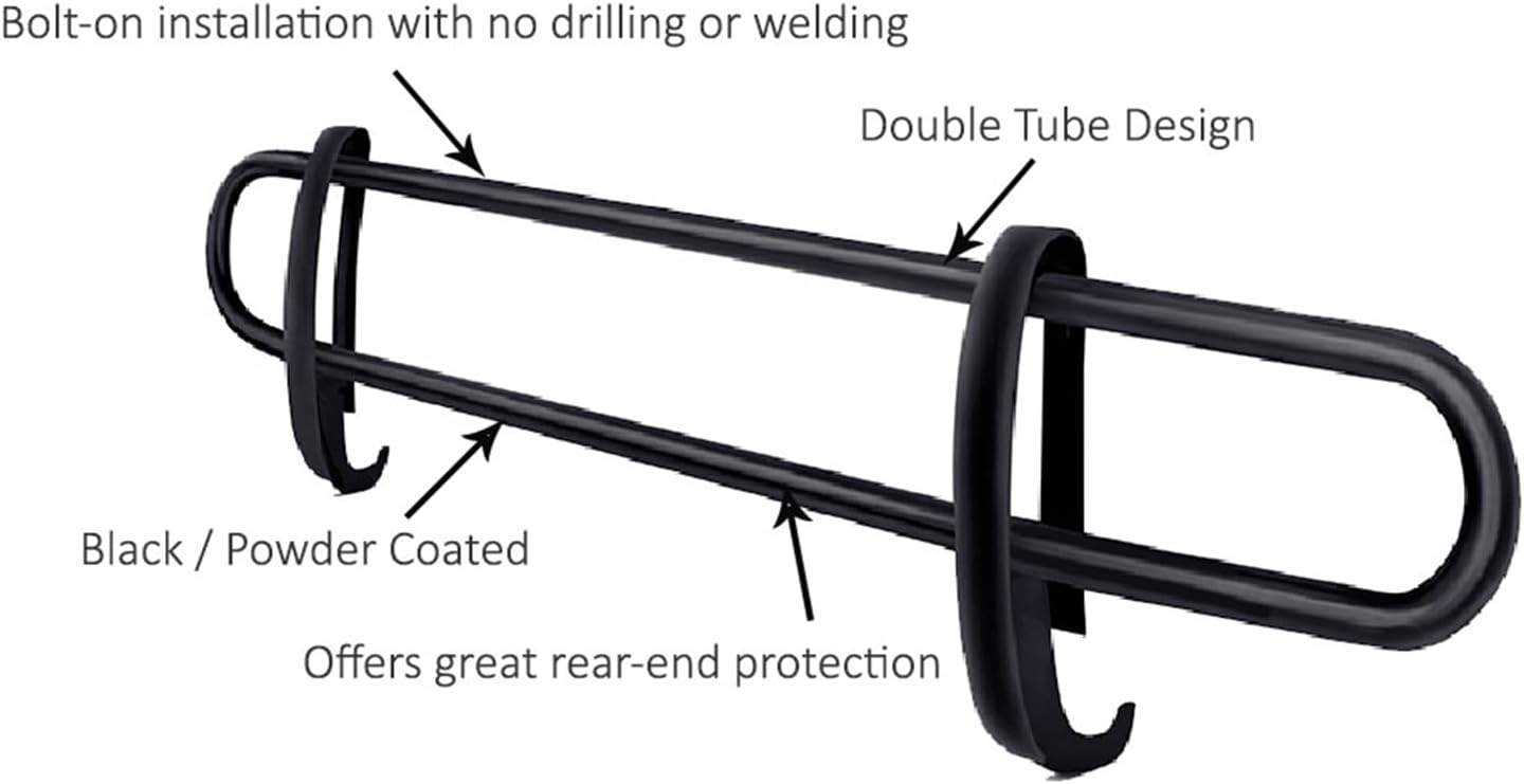 Black Horse Rear Bumper Guard Double Tube Black Compatible with 2007-2014 Toyota FJ Cruiser-8D098601A